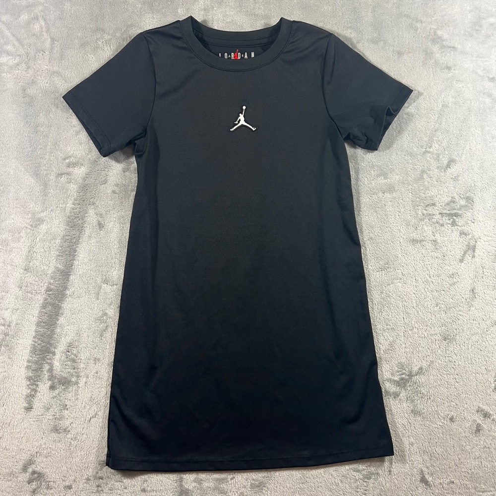 Jordan T-Shirt Dress Girls 6 Black Jumpman Logo Short Sleeve Mini Casual Summer‎